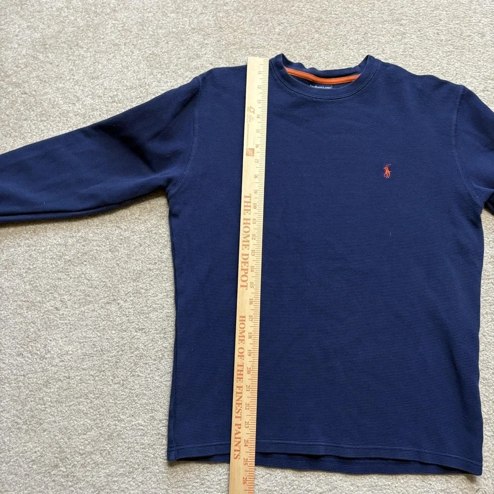 Polo by Ralph Lauren Navy Long Sleeve Crewneck with Orange Logo Detail
